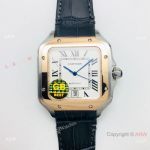 (GB) Swiss Replica Cartier Santos de Watch Two Tone Rose Gold White Dial